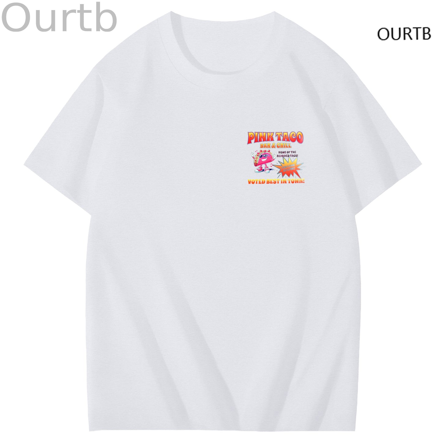 Pink Taco Bar Grill Voted Best In Town Art Pattern Print T-Shirt