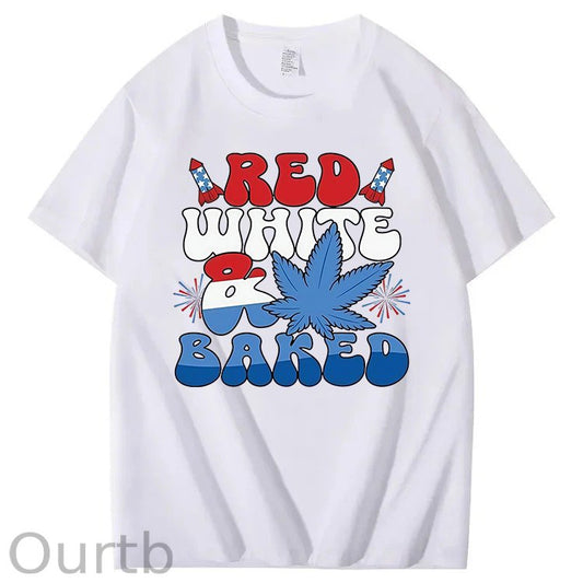Red White & Baked Print 100% Cotton T-Shirt