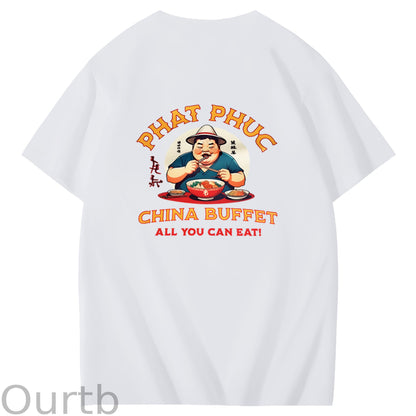 Phat Phuc China Buffet Art Pattern Print T-Shirt