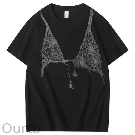 Halloween Fun Spider Web Bra Pattern Pattern  Print 100%Cotton T-Shirt