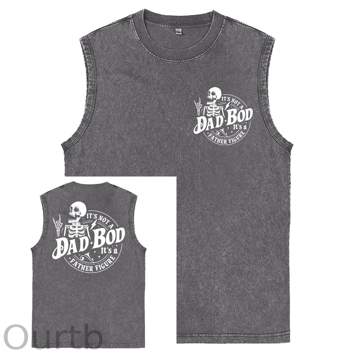 It's Not A Dad Bod It's A Father Figure Print Washed Cotton Sleeveless Tank Tops