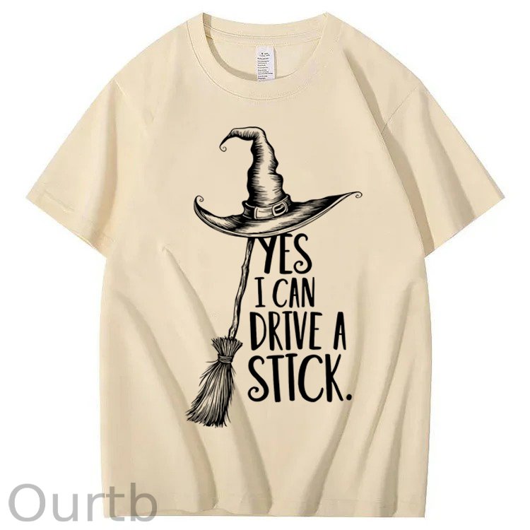 Yes I Can Drive a Stick 100% Cotton Witch T-Shirt