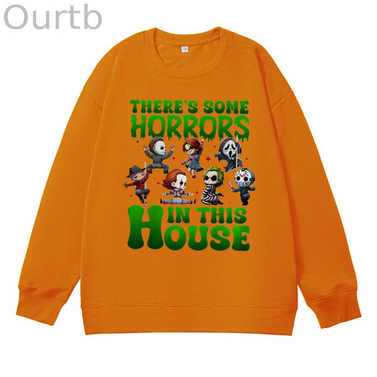 Halloween There Some Horrors In This House Pattern 100% 300g CottonCrew Neck Sweatshirt
