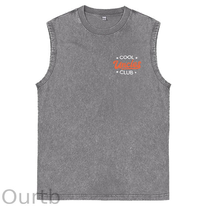 Cool Uncles Club Pattern Sleeveless Cotton Washed Printed Loose Vest