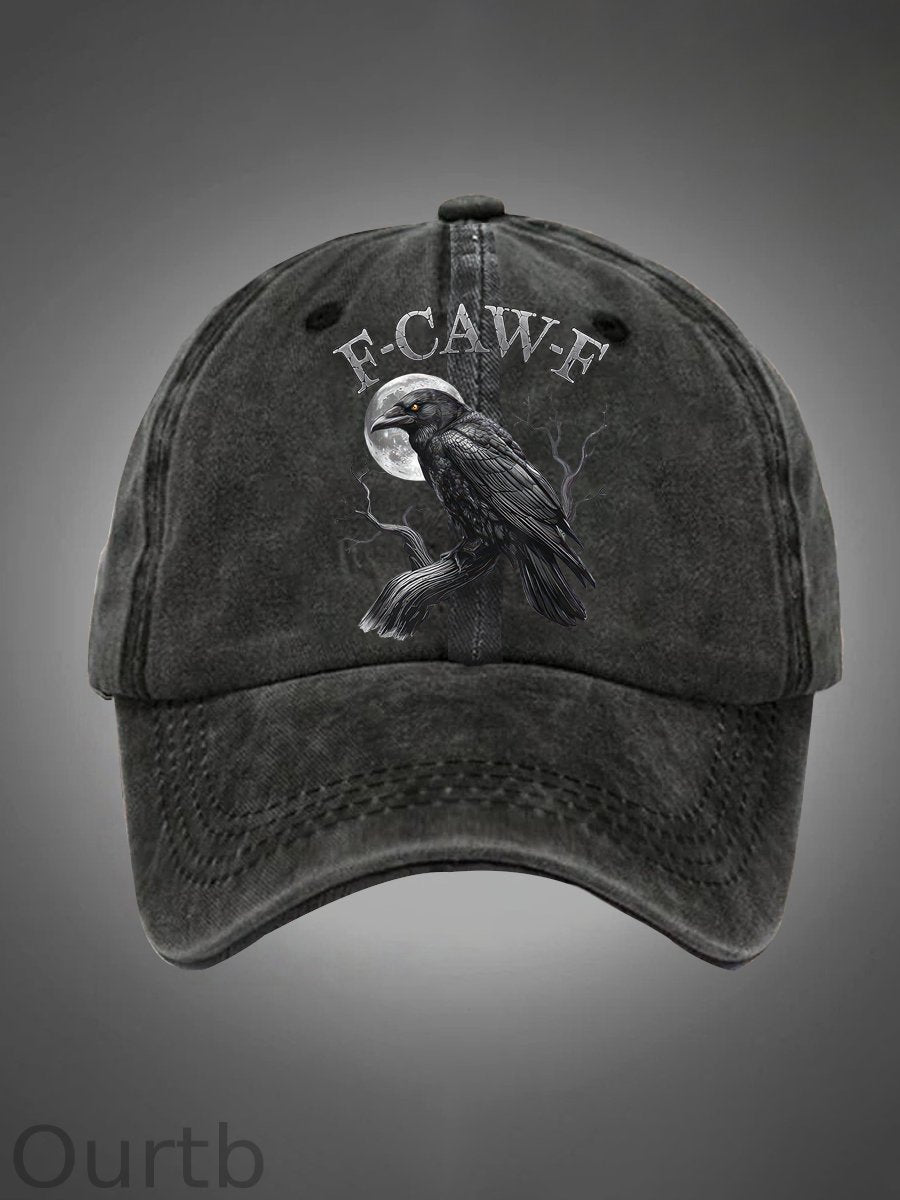 F-Caw-F Crow Pattern Washed Hats