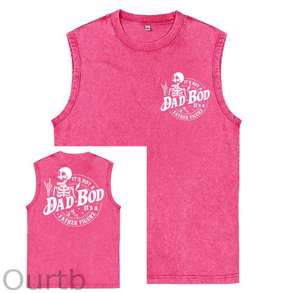 It's Not A Dad Bod It's A Father Figure Print Washed Cotton Sleeveless Tank Tops
