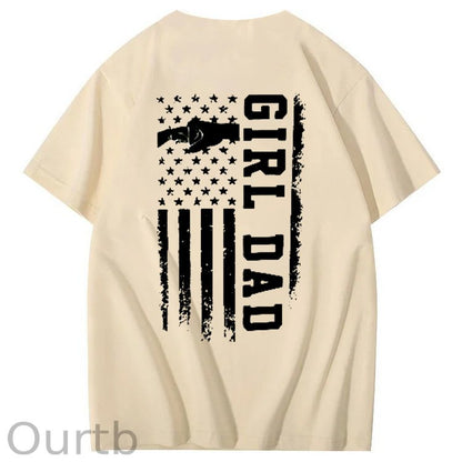 Girl Dad Pattern Print 100%Cotton T-Shirt