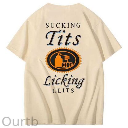 Sucking Tits Licking Clits  Pattern  Print 100%Cotton T-Shirt