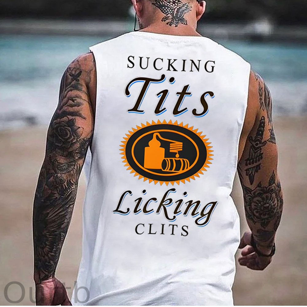 Sucking Tits Licking Clits Pattern Print Vest