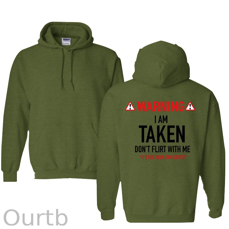 Warning I’m Taken Don’t Flirt With Me Pattern 100% 300g Cotton Classic Hoodie
