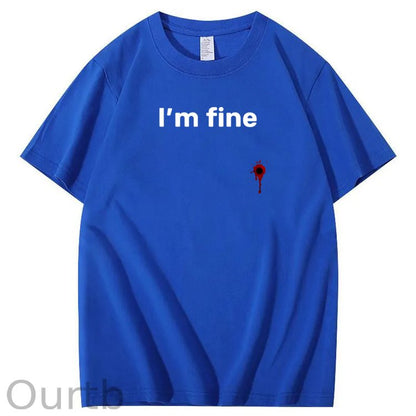 I'm Fine Pattern100% Cotton T-Shirt