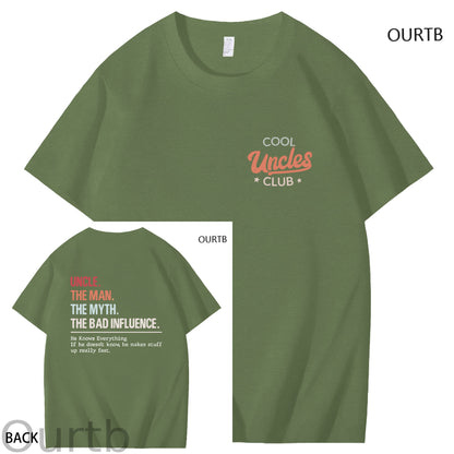 Uncle The Man The Myth The Bad Influence Cool Uncle Club Art Pattern Print T-Shirt