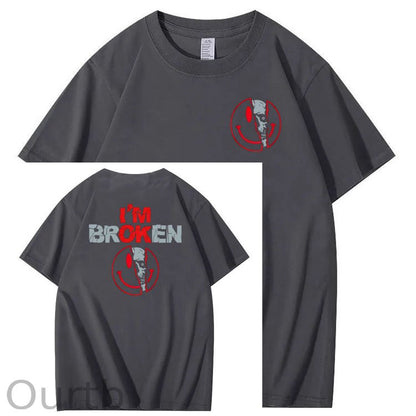 I'm Broken Skull Smile Pattern 100% Cotton T-Shirt