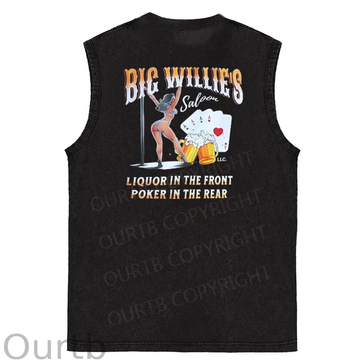 Big Willie's Pattern Print Sleeveless Cotton Washed Printed Loose Vest
