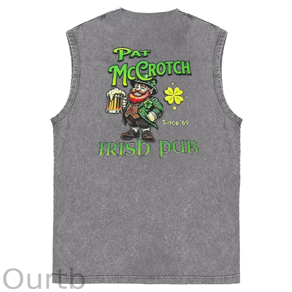 St Patrick'S Day Pat Pattern Print Sleeveless Cotton Washed Printed Loose Vest