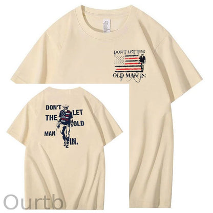 Vintage Don't Let The Old Man In Pattern 100&Cotton Print T-Shirt