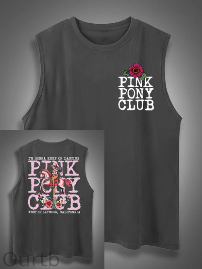 I'm Gonna Keep On Dacing Print Cotton Sleeveless Tank Tops