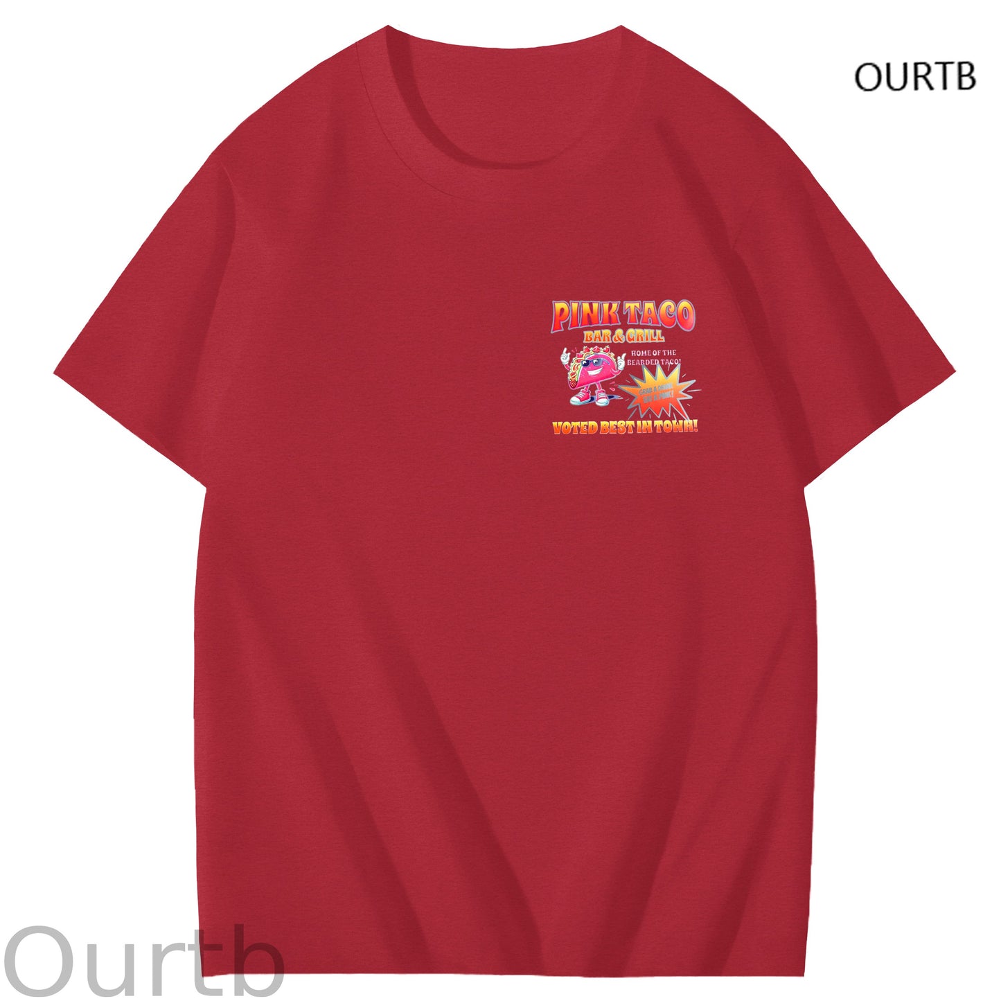 Pink Taco Bar Grill Voted Best In Town Art Pattern Print T-Shirt