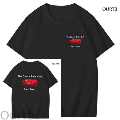 The Couch Pulls Out But I Don't Funny Adult Art Pattern Print T-Shirt