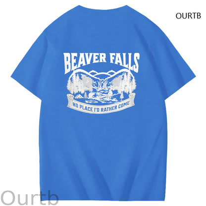 Beaver Falls No Place I'd Rather Come Funny Adoult Art Pattern Print T-Shirt