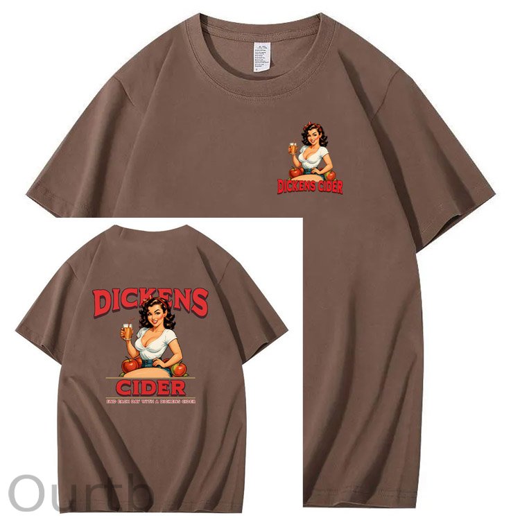 End Each Day With A  Dicknes Cider Pattern Print 100%Cotton T-Shirt