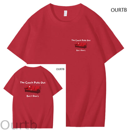 The Couch Pulls Out But I Don't Funny Adult Art Pattern Print T-Shirt