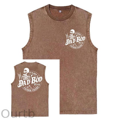 It's Not A Dad Bod It's A Father Figure Print Washed Cotton Sleeveless Tank Tops