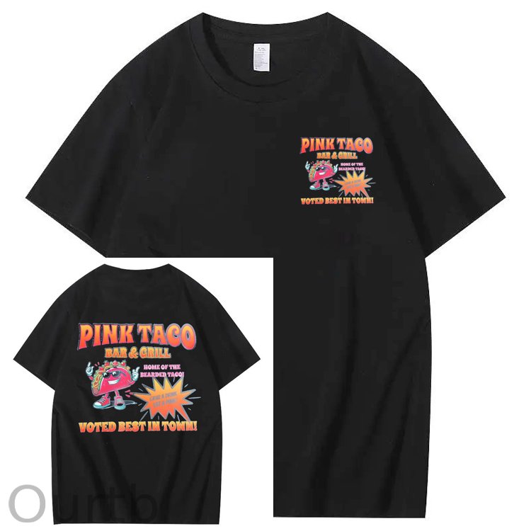 Pink Taco Bar Grill Voted Best In Town Art Pattern Print T-Shirt