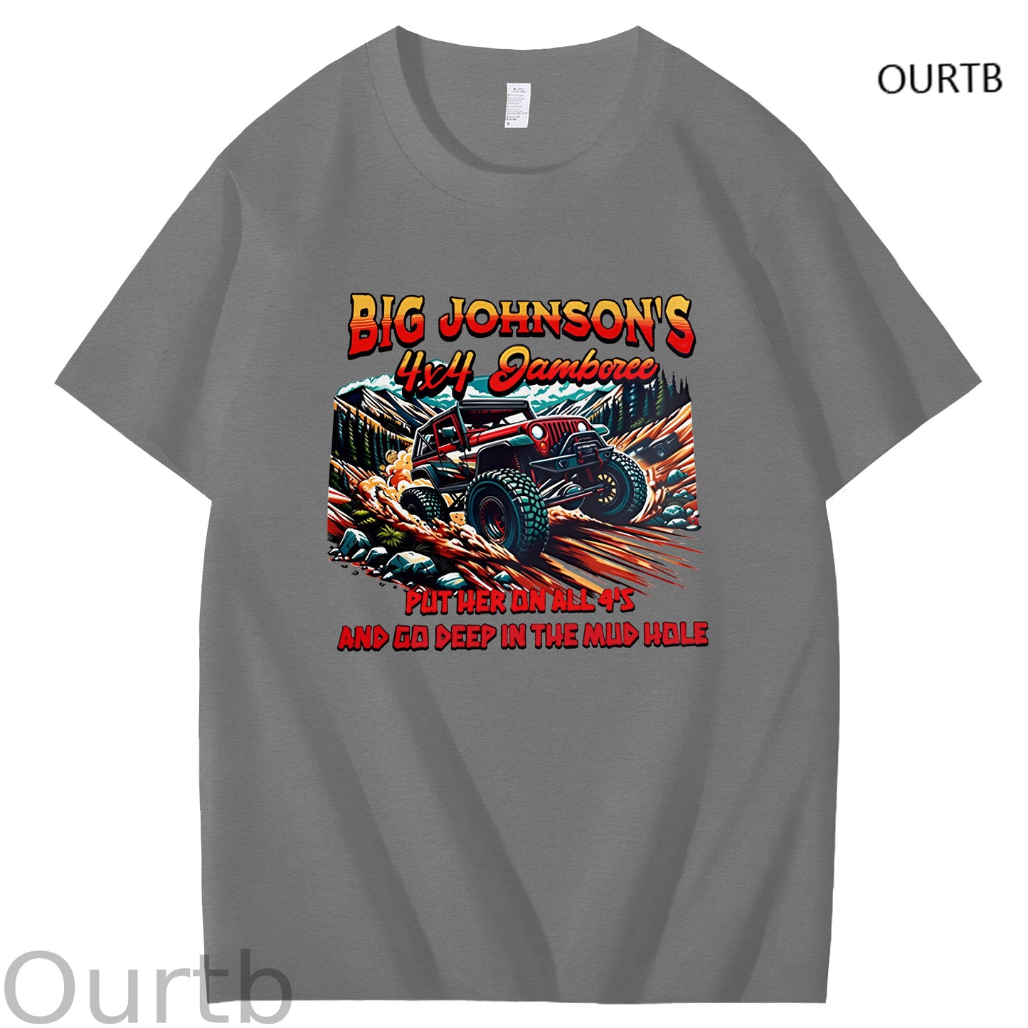 Big Johnson's Put Her On All 4's And Go Deep In The Mud Hole Art Pattern Print T-Shirt