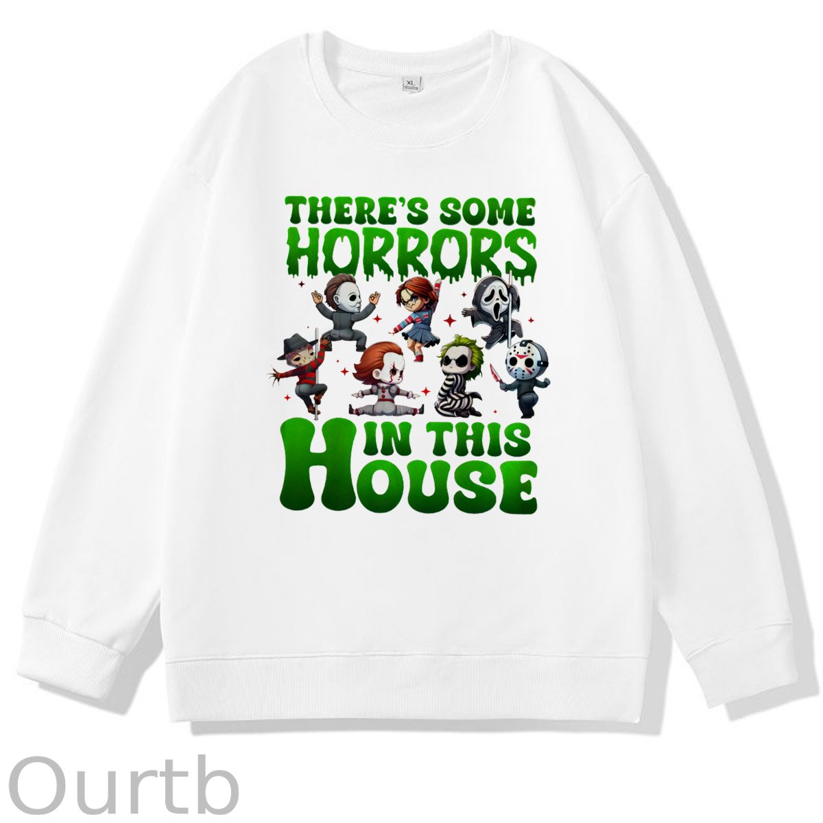 Halloween There Some Horrors In This House Pattern 100% 300g CottonCrew Neck Sweatshirt