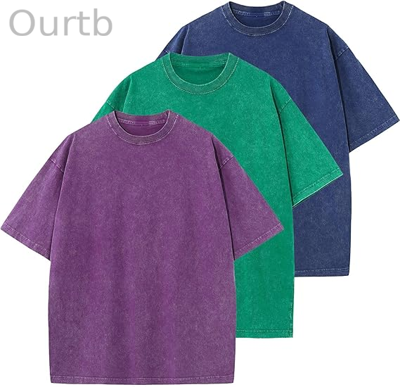 Men's Cotton T-Shirts Oversized Unisex Short Sleeves Casual Loose Wash Solid Basic Tee Tops