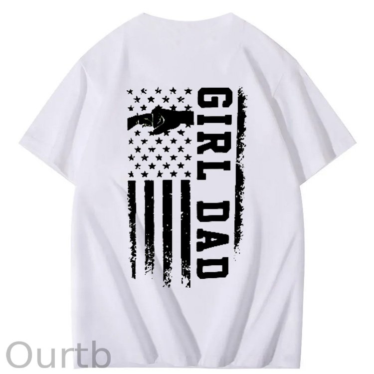 Girl Dad Pattern Print 100%Cotton T-Shirt