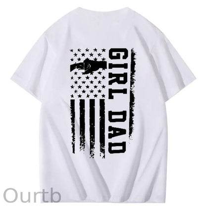 Girl Dad Pattern Print 100%Cotton T-Shirt