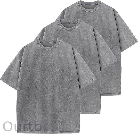 Men's Cotton T-Shirts Oversized Unisex Short Sleeves Casual Loose Wash Solid Basic Tee Tops