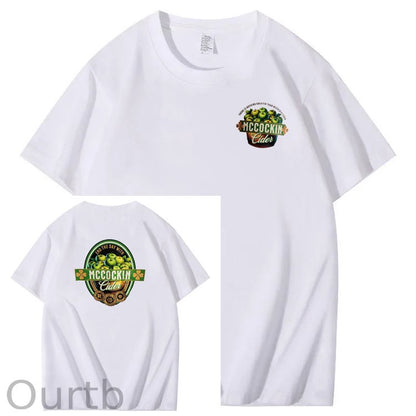 Mccuckin Cider Print Pattern Crew Neck T-Shirt