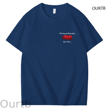 The Couch Pulls Out But I Don't Funny Adult Art Pattern Print T-Shirt