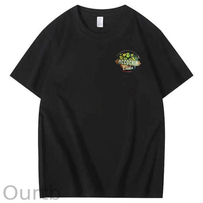 Mccuckin Cider Print Pattern Crew Neck T-Shirt