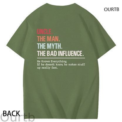 Uncle The Man The Myth The Bad Influence Cool Uncle Club Art Pattern Print T-Shirt