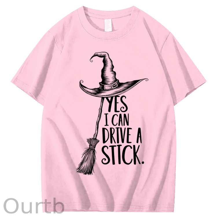Yes I Can Drive a Stick 100% Cotton Witch T-Shirt