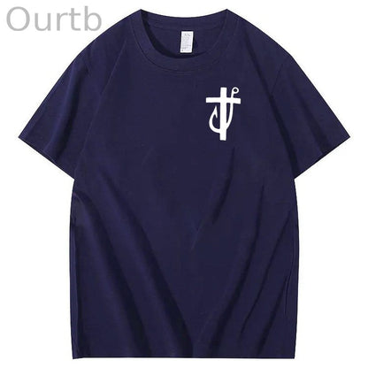Jesus Made Me A Fisherman Pattern Print 100%Cotton T-Shirt