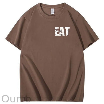 Eat Healthy Pattern  Print 100%Cotton T-Shirt