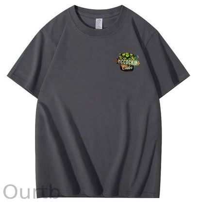 Mccuckin Cider Print Pattern Crew Neck T-Shirt