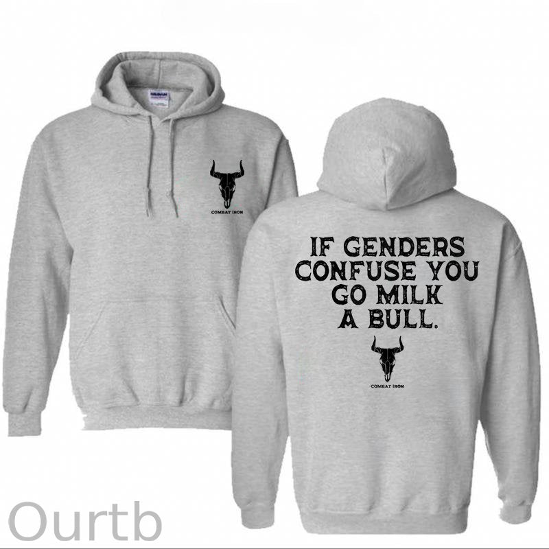 If Genders Confuse You Go Milk A Bull Print Hoodie