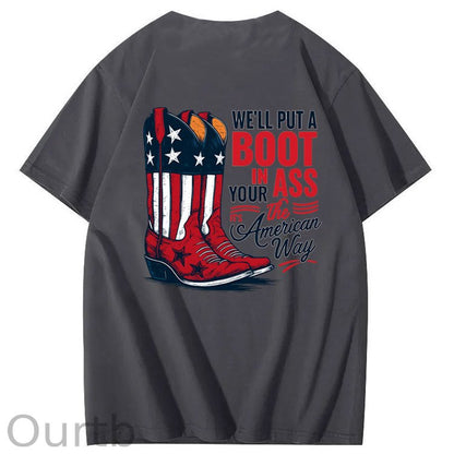 Put A Boot In Your Ass Pattern 100&Cotton Print T-Shirt