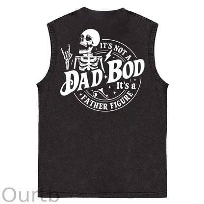 It's Not A Dad Bod It's A Father Figure Print Washed Cotton Sleeveless Tank Tops