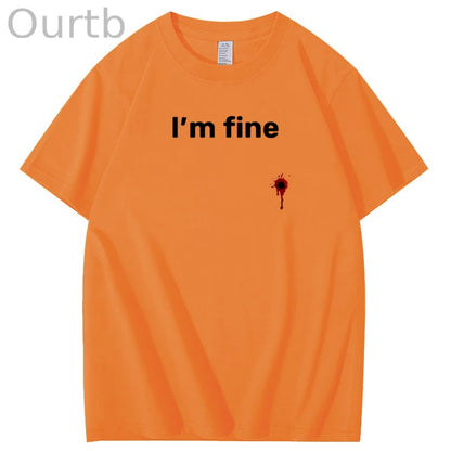I'm Fine Pattern100% Cotton T-Shirt