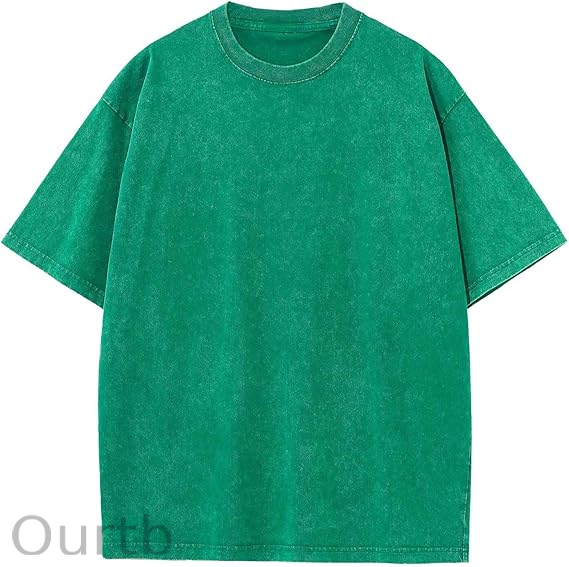 Men's Cotton T-Shirts Oversized Unisex Short Sleeves Casual Loose Wash Solid Basic Tee Tops