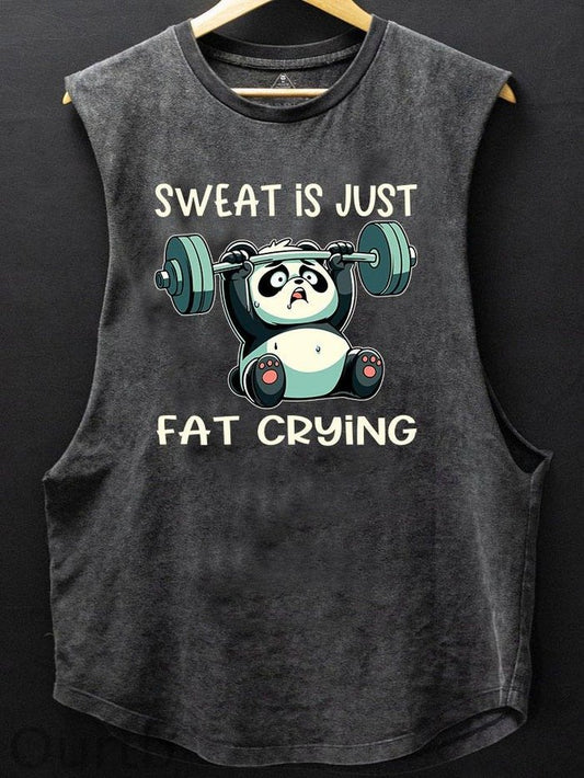 Sweat Is Just Fat Crying Funny Fitness Dinosaur Cotton Sleeveless Tank Tops
