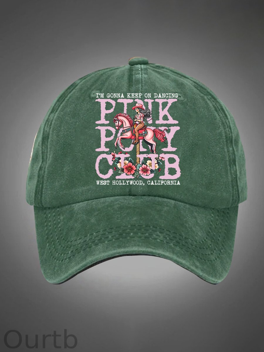 I'm Gonna Keep On Dacing Pattern Washed Hats