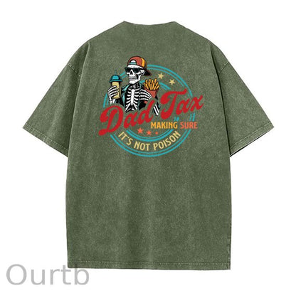 Dad Tax Washed And Distressed Pattern Crew Neck T-Shirt